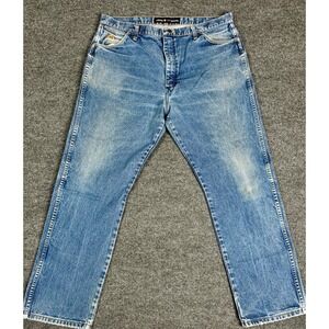 Wrangler Fire Flame Resistant Jeans Mens 40x32 Blue Medium Wash Cotton Workwear*
